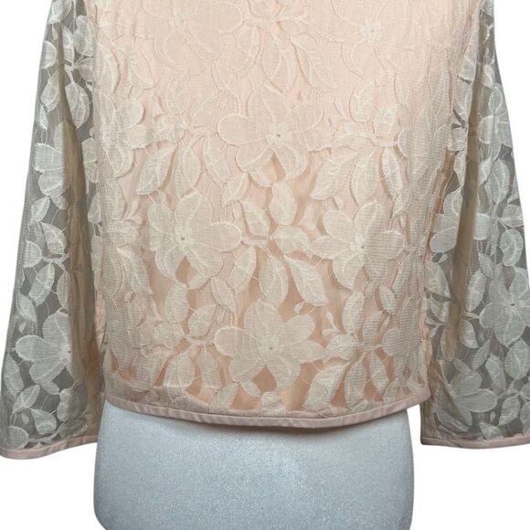 Mademoiselle Pink Floral Long Sleeve Blazer Jacket Size 10 Lined Studded - Picture 6 of 7